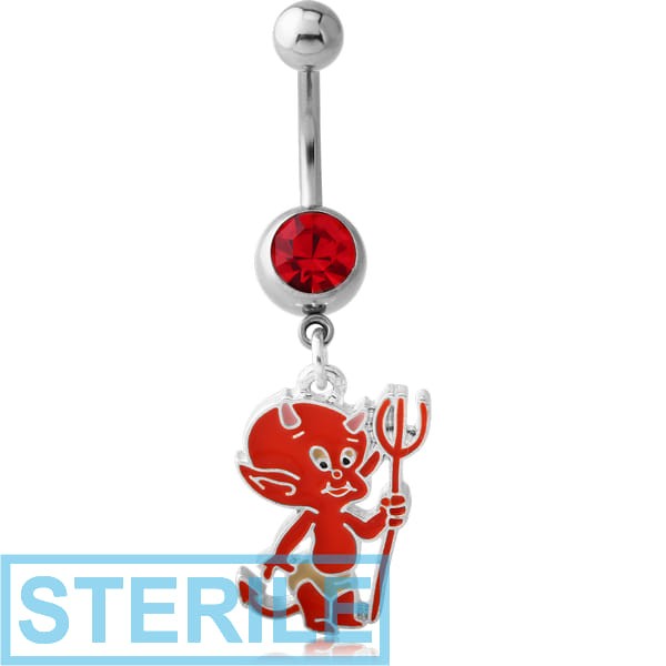 STERILE STAINLESS STEEL NAVEL BANANA WITH ENAMEL - DANGLING DEVIL