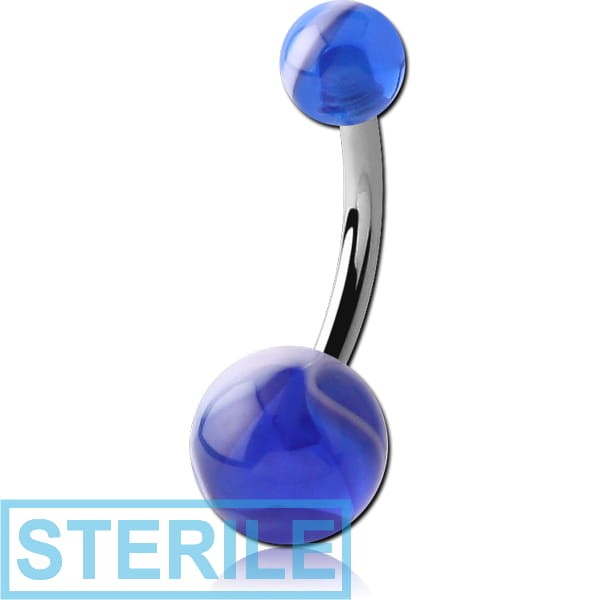 STERILE SURGICAL STEEL DOUBLE UV MARBLE BALL NAVEL BANANA