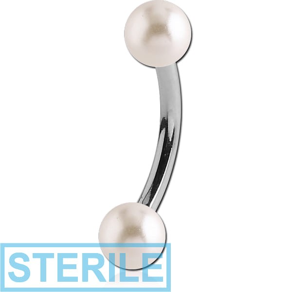 STERILE SURGICAL STEEL CURVED BARBELL WITH SYNTHETIC PEARLS