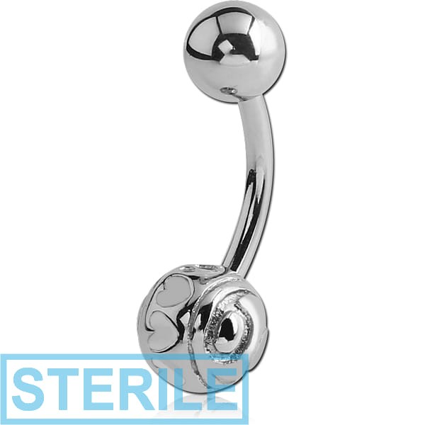 STERILE SURGICAL STEEL HEARTS BALL CURVED BARBELL
