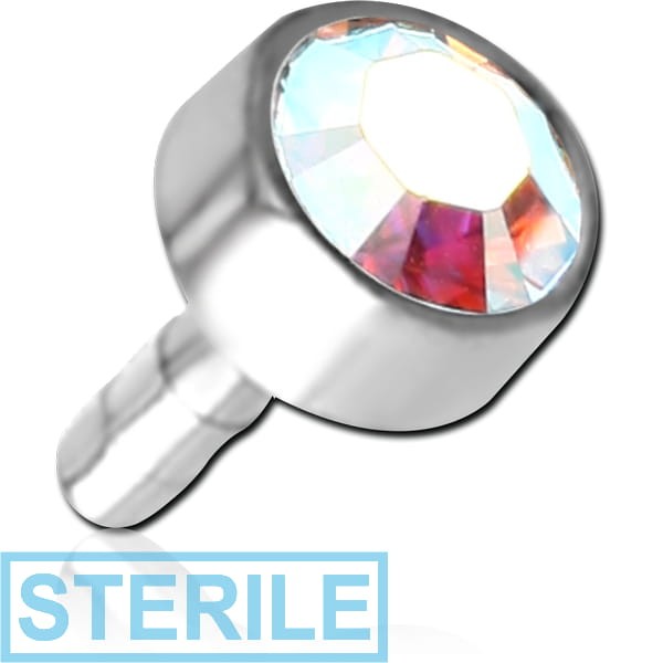 STERILE TITANIUM HIGH END CRYSTAL JEWELLED PUSH FIT DISC FOR BIOFLEX INTERNAL LABRET