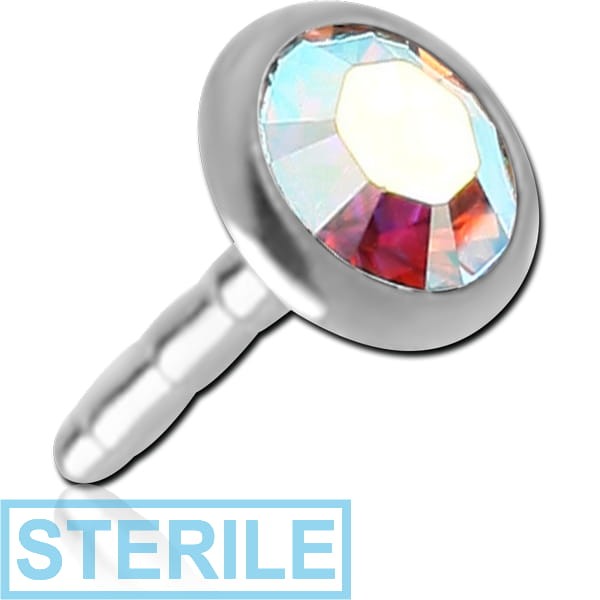 STERILE TITANIUM HIGH END CRYSTAL JEWELLED PUSH FIT DISC FOR BIOFLEX NOSE BONE AND NOSE STUD