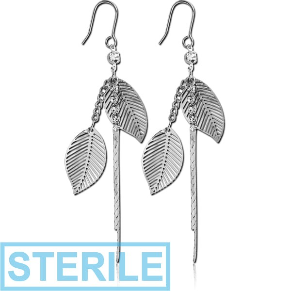 STERILE NICKEL FREE RHODIUM PLATED BRASS EARRINGS PAIR