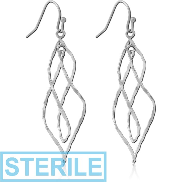 STERILE RHODIUM PLATED BRASS EARRINGS PAIR