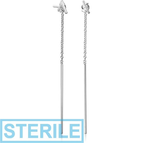 STERILE RHODIUM PLATED BRASS EARRINGS PAIR