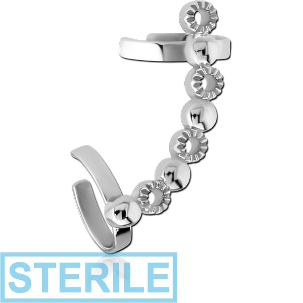 STERILE RHODIUM PLATED BRASS EAR CUFF - CIRCULES