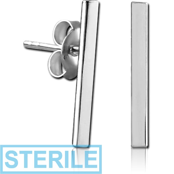 STERILE RHODIUM PLATED BRASS EAR STUDS PAIR - 3D SQUARE