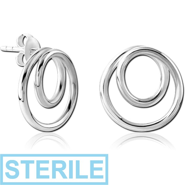STERILE RHODIUM PLATED BRASS EAR STUDS PAIR