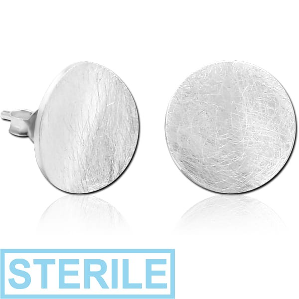 STERILE RHODIUM PLATED BRASS CHAIN EAR STUDS PAIR