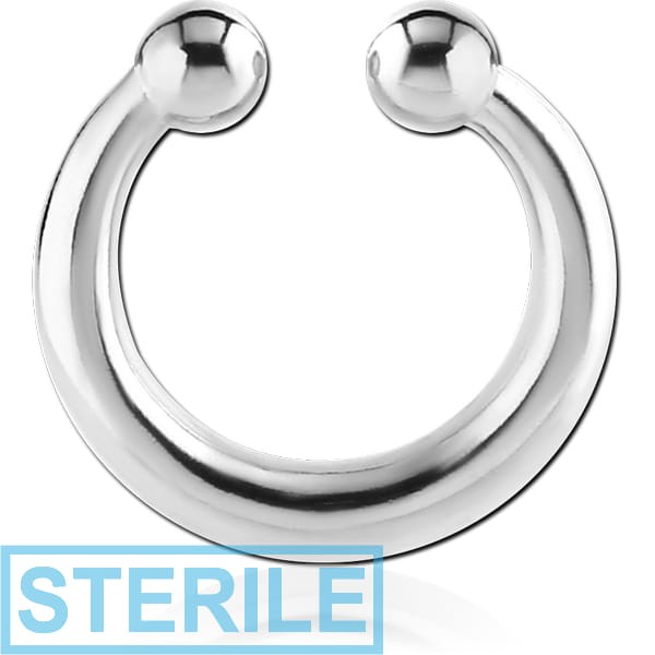 STERILE RHODIUM PLATED BRASS FAKE SEPTUM RING