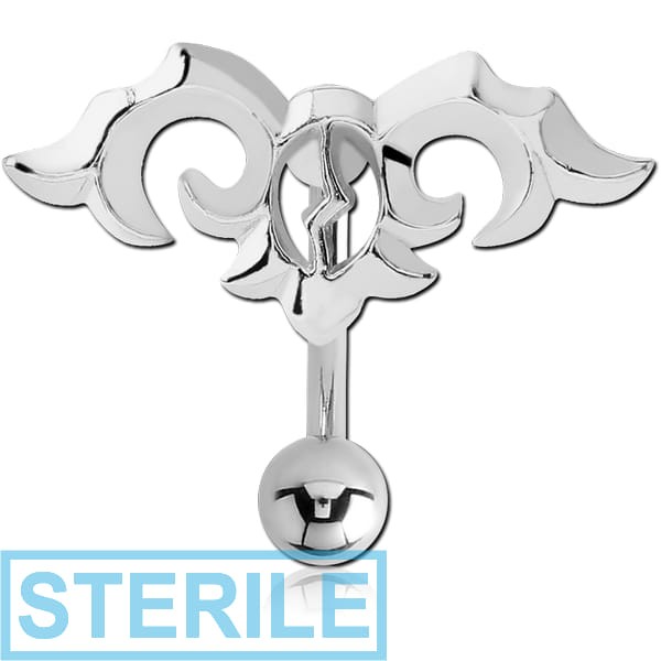 STERILE RHODIUM PLATED BRASS NAVEL BANANA - TRIBLE