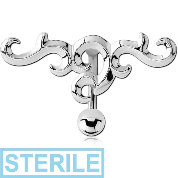 STERILE RHODIUM PLATED BRASS NAVEL BANANA - TRIBLE