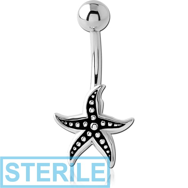 STERILE RHODIUM PLATED BRASS NAVEL BANANA