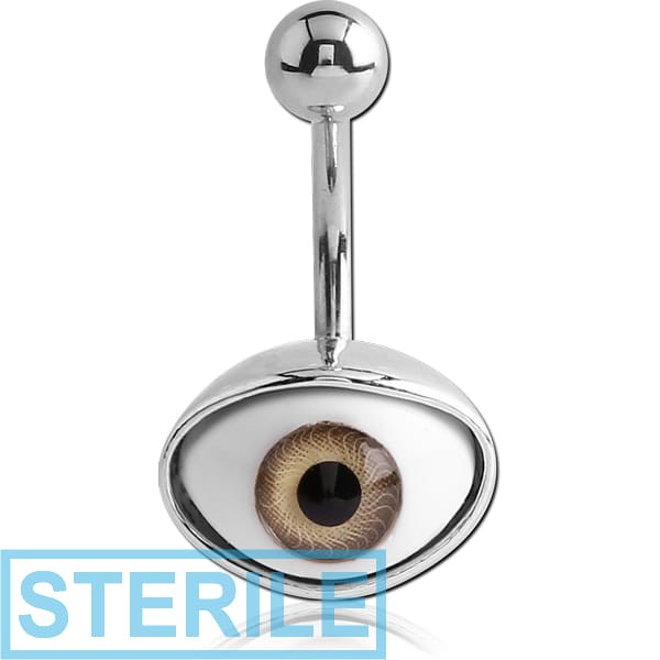 STERILE RHODIUM PLATED BRASS NAVEL BANANA - EYE