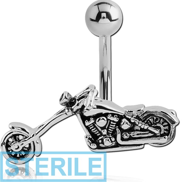 STERILE RHODIUM PLATED BRASS JEWELLED NAVEL BANANA - CHOPPER
