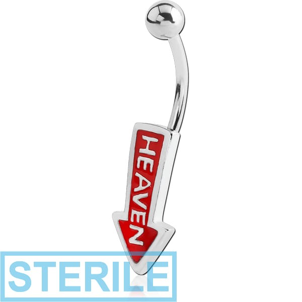 STERILE RHODIUM PLATED BRASS NAVEL BANANA WITH ENAMEL- HEAVEN ARROW