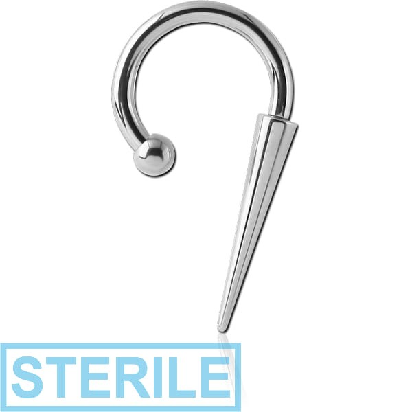 STERILE SURGICAL STEEL CIRCULAR BARBELL WITH BALL AND LONG CONE