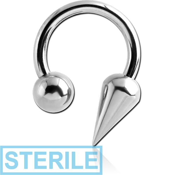 STERILE SURGICAL STEEL CIRCULAR BARBELL WITH BALL AND ROUND SPIKE