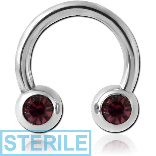 STERILE SURGICAL STEEL DOUBLE HIGH END CRYSTALS JEWELLED CIRCULAR BARBELL