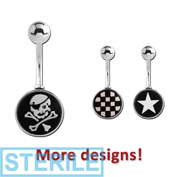 STERILE SURGICAL STEEL CUP SILICONE PICTURE NAVEL BANANA