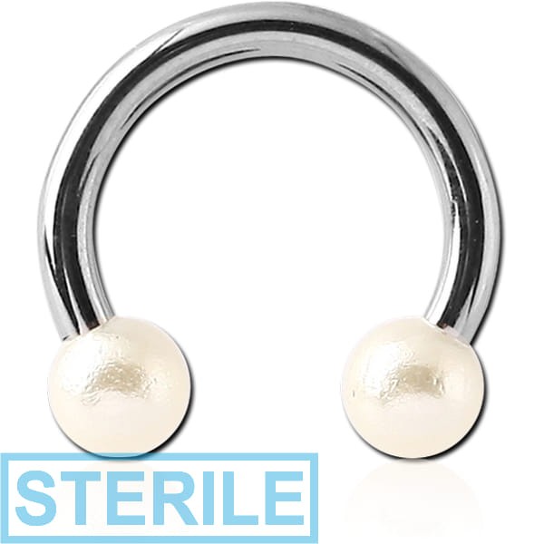 STERILE SURGICAL STEEL CIRCULAR BARBELL WITH SYNTHETIC PEARLS