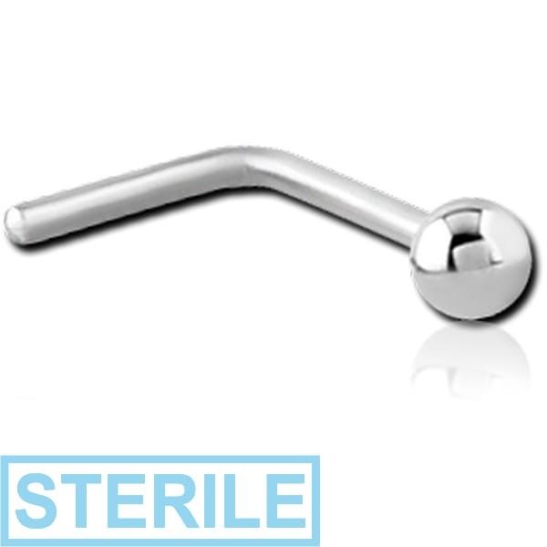 STERILE SURGICAL STEEL 90 DEGREE BALL NOSE STUD