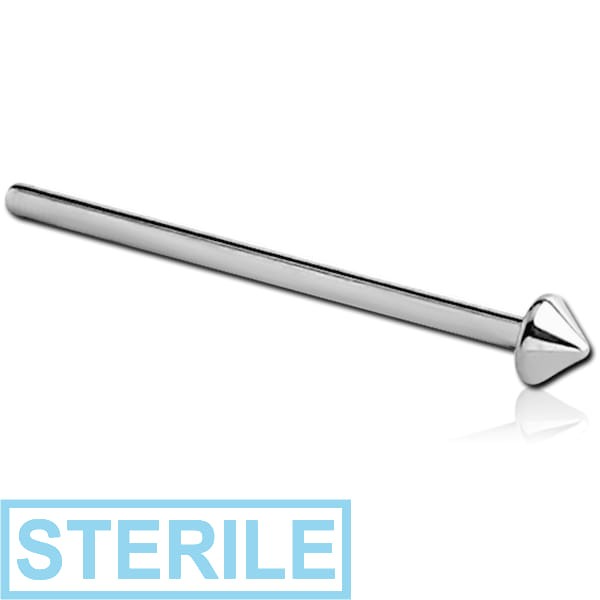 STERILE SURGICAL STEEL STRAIGHT CONE NOSE STUD 15MM