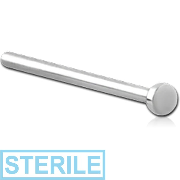 STERILE SURGICAL STEEL STRAIGHT DISC NOSE STUD 12MM