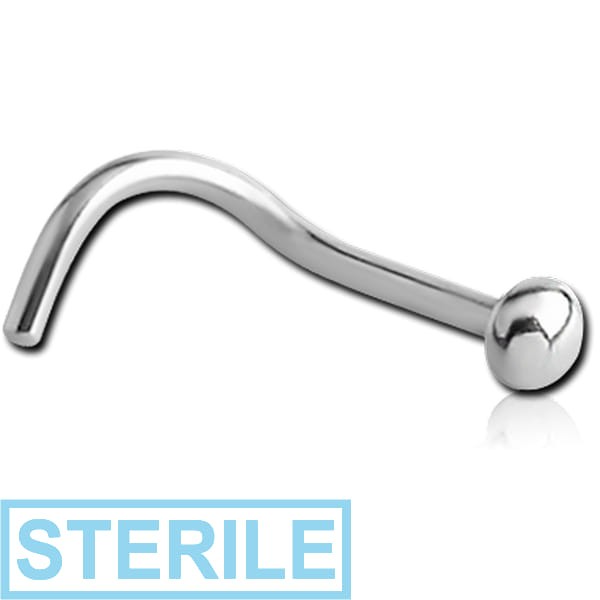 STERILE SURGICAL STEEL CURVED HALF BALL NOSE STUD