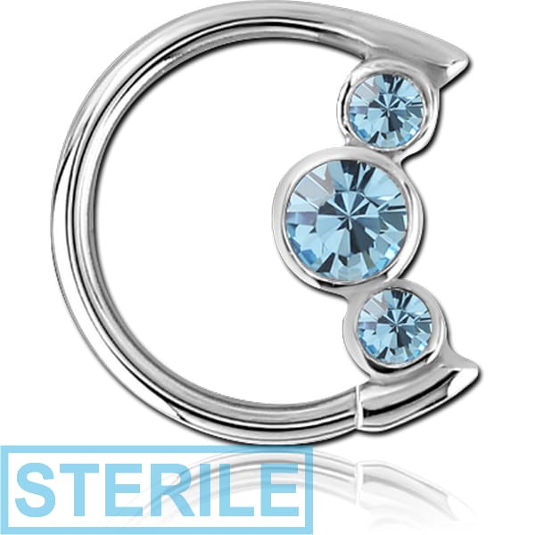 STERILE SURGICAL STEEL JEWELLED OPEN MOON SEAMLESS RING
