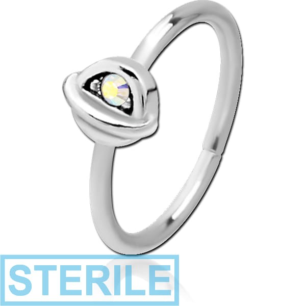 STERILE SURGICAL STEEL JEWELLED SEAMLESS RING - HALF OPEN EYE