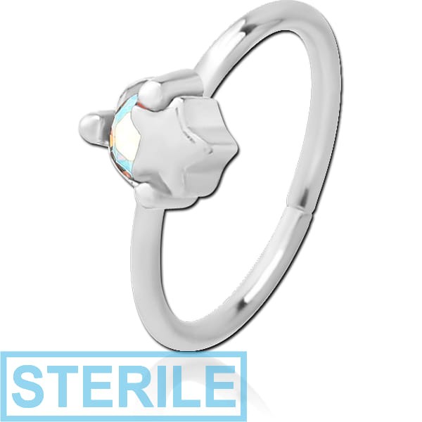 STERILE SURGICAL STEEL JEWELLED SEAMLESS RING - STAR AND GEM