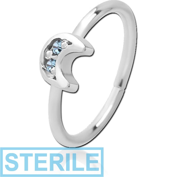 STERILE SURGICAL STEEL JEWELLED SEAMLESS RING - CRESCENT PRONGS
