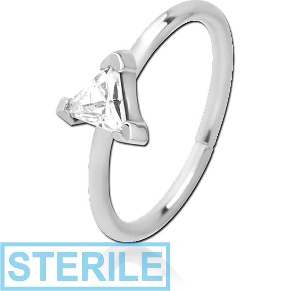 STERILE SURGICAL STEEL JEWELLED SEAMLESS RING - TRIANGLE