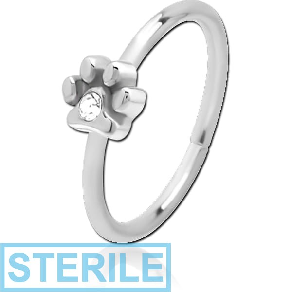 STERILE SURGICAL STEEL JEWELLED SEAMLESS RING - ANIMAL PAW CENTER GEM