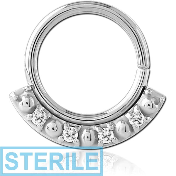 STERILE SURGICAL STEEL JEWELLED SEAMLESS RING