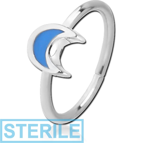 STERILE SURGICAL STEEL SEAMLESS RING WITH ENAMEL - CRESCENT