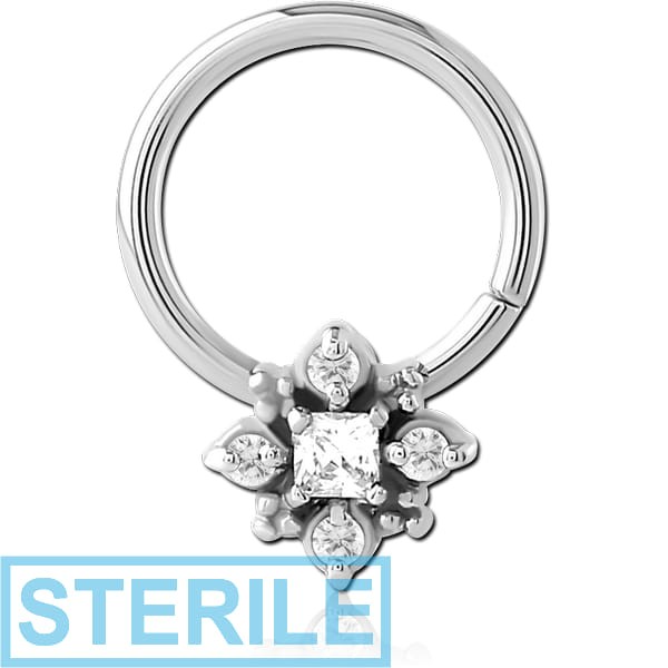 STERILE SURGICAL STEEL JEWELLED SEAMLESS RING