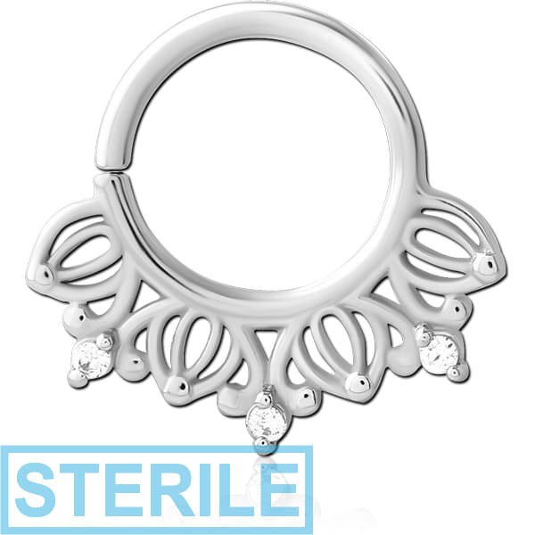 STERILE SURGICAL STEEL JEWELLED SEAMLESS RING