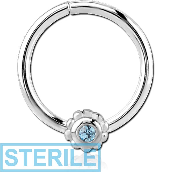 STERILE SURGICAL STEEL JEWELLED SEAMLESS RING - FLOWER