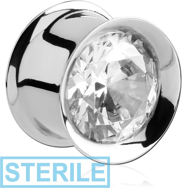 STERILE SURGICAL STEEL JEWELLED DOUBLE FLARED PLUG