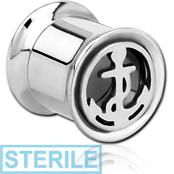 STERILE STAINLESS STEEL DOUBLE FLARED INTERNALLY CUT OUT THREADED TUNNEL - ANCHOR