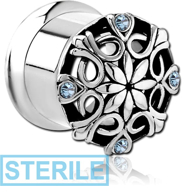 STERILE STAINLESS STEEL DOUBLE FLARED INTERNALLY THREADED JEWELLED TUNNEL