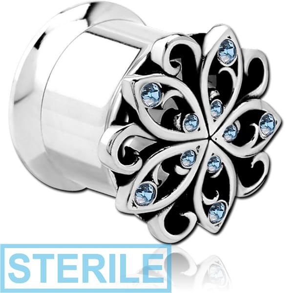 STERILE STAINLESS STEEL DOUBLE FLARED INTERNALLY THREADED JEWELLED TUNNEL