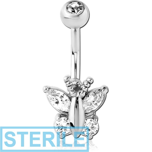 STERILE SURGICAL STEEL DOUBLE JEWELLED NAVEL BANANA