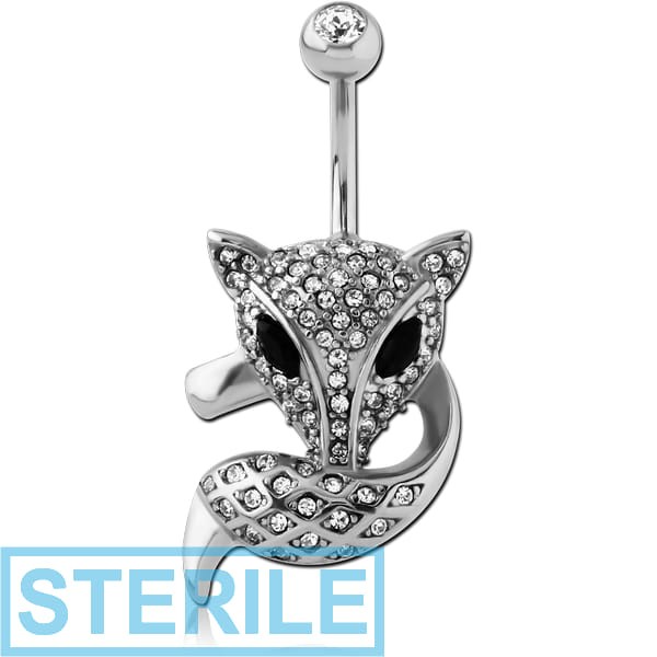 STERILE SURGICAL STEEL DOUBLE JEWELLED NAVEL BANANA - FOX