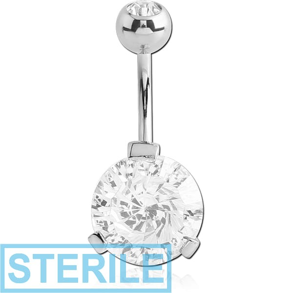 STERILE SURGICAL STEEL ROUND 12MM CZ DOUBLE JEWELLED NAVEL BANANA