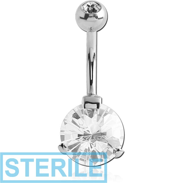 STERILE SURGICAL STEEL HONEYCOMB ROUND 10MM CZ DOUBLE JEWELLED NAVEL BANANA