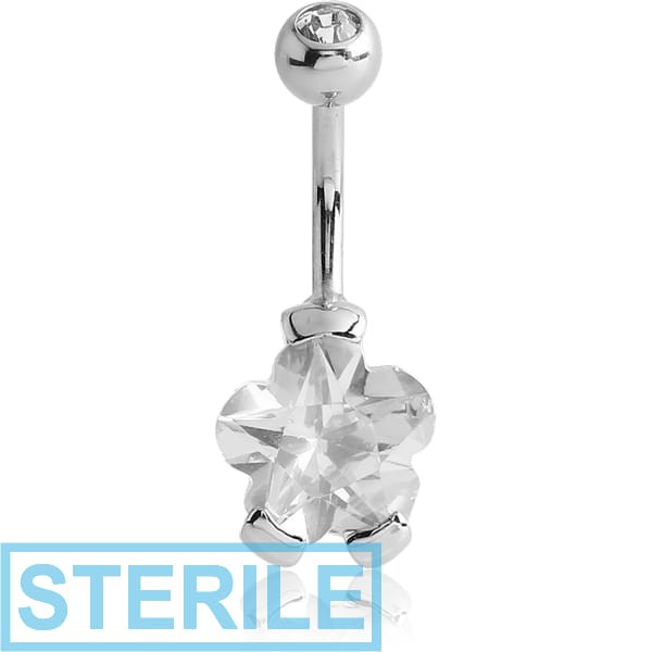 STERILE SURGICAL STEEL DOUBLE JEWELLED FASHION NAVEL BANANA