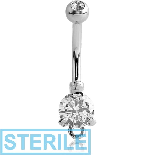STERILE SURGICAL STEEL FASHION DOUBLE JEWELLED NAVEL BANANA WITH HORIZONTAL HOOP